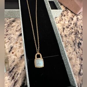 Opalite Lock Necklace 
In hand and ready to ship!